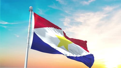 Realistic Flag Waving Motion Graphic against a Dynamic Sky