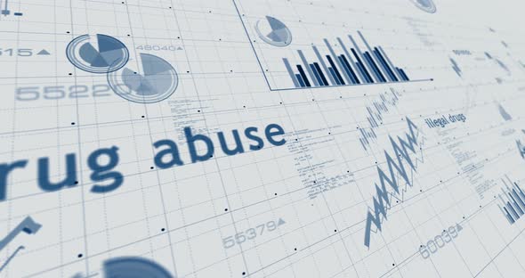 Drug abuse and addiction charts and graphs 3d diagram on paper ...