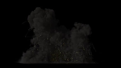 Explosión masiva con partículas, fondo transparente