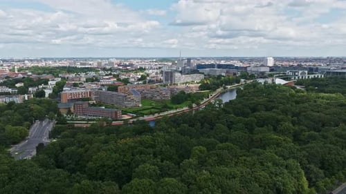 Aerial view of spree river , Moabiter Werder , Berlin , Germany