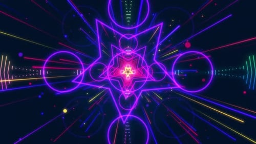 Vibrant Neon Geometric Tunnel Loop with Audio Visualizer