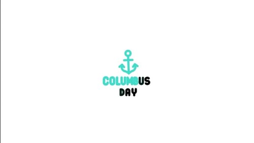 Flat Design Columbus Day Title Animation with Anchor Icon