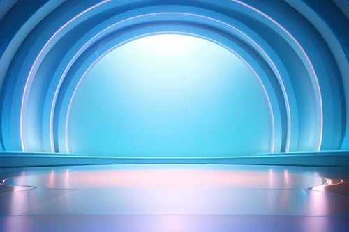 podium Futuristic showcase with platform for product displaying. Empty modern stage display