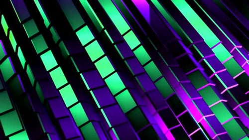 Dynamic Animated Neon Geometric Blocks Background
