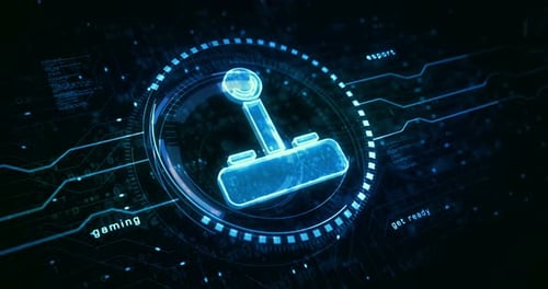 Futuristic Gaming Joystick Icon Digital HUD Technology Background