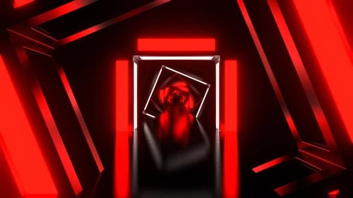 Red And White Neon Arch Corridor Background Vj Loop In 4K