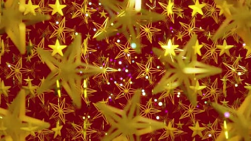 Shining Golden Stars and Bokeh Festive Background