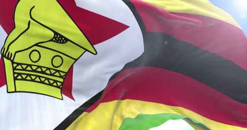 Realistic Zimbabwe Flag Waving in Slow Motion