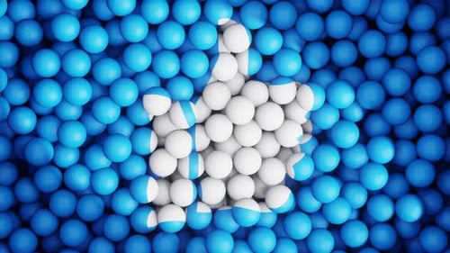 Animated Thumbs Up Like Icon Forms from Spheres