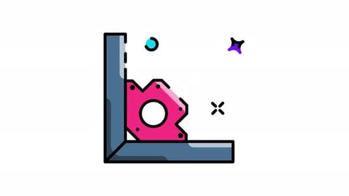 Animated Flat Design Icon of Magnetic Element Attaching