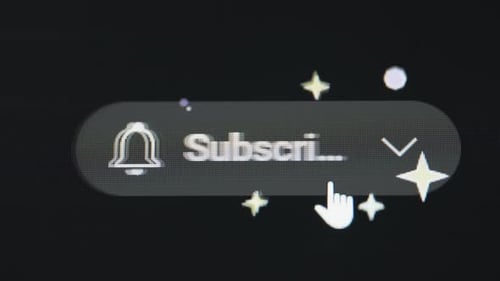 Subscribe button showing festive fireworks on black background