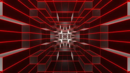 Schwarzer und roter neonglühender Sci-Fi-Spiralhintergrund für Räume, VJ Loop, 4K