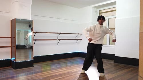 Talented Afro Hip Hop Dancer Performing in Dance Studio
