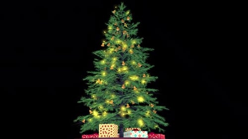 Árbol de Navidad festivo con regalos y luces 3
