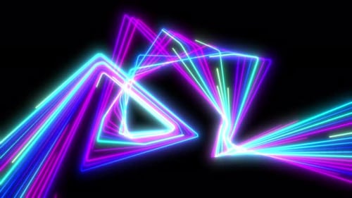 Abstract black background with wavy purple pink neon lines