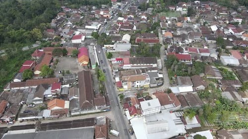Aerial view of a village in Salatiga area, Central Java, Indonesia.