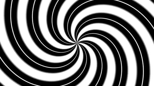 Hypnotic Black and White Spiral Rotation Background