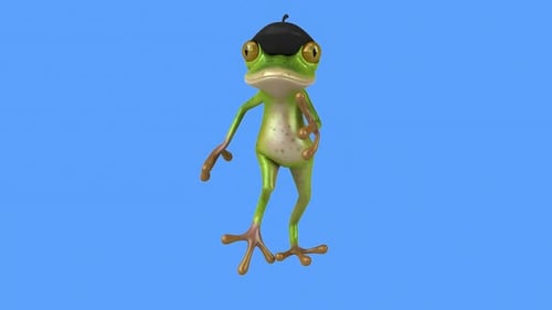 Fun 3D cartoon frog running (with alpha channel)