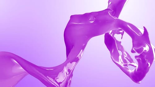 Fließender lila Farbstrahl mit dynamischem Spritzer