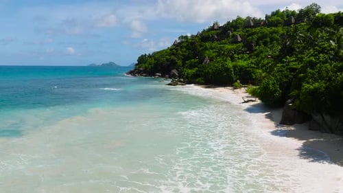 Turquoise Waters Meeting a Sandy Shore Seychelles Mahe