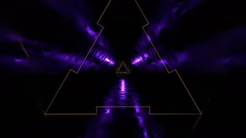 Yellow And Purple Mystical Triangular Corridor With Fluorescent Light Background Vj Loop In 4K