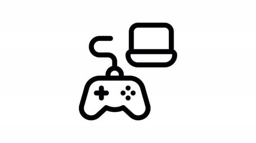 Animated Game Controller Connecting to Laptop Icon