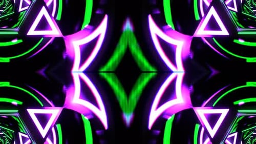 Purple And Turquoise Neon Triangle Mirror Kaleidoscope Background Vj Loop In 4K