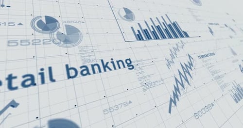 Retail banking money business charts and graphs 3d diagram on paper