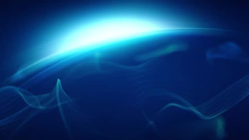 Futuristic Blue Particle Waves Flowing Background
