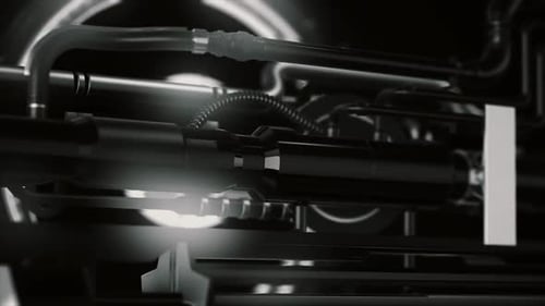 Close-Up of Industrial Machinery with Pipes and Cables