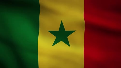 Senegal Flag Waving Seamlessly with Realistic Fabric Motion