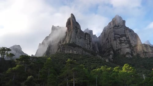 Clouds Over Montserrat Mountain Range, Spain. Time Lapse