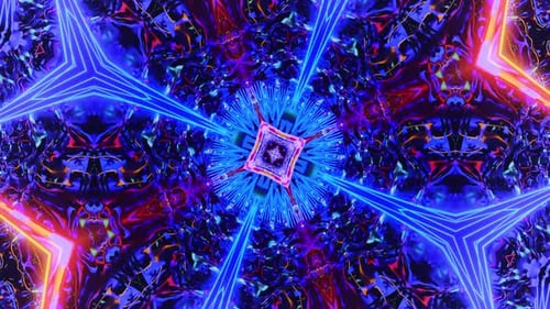 Abstract Geometric Neon Glowing Kaleidoscope Pattern