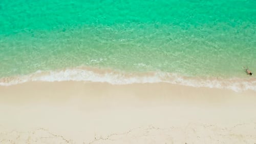 Tropischer Strand und blaues Meer mit Wellen