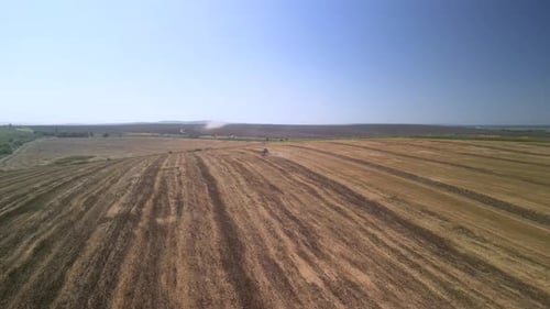 Tractor working on the field doing tillage with cultivator