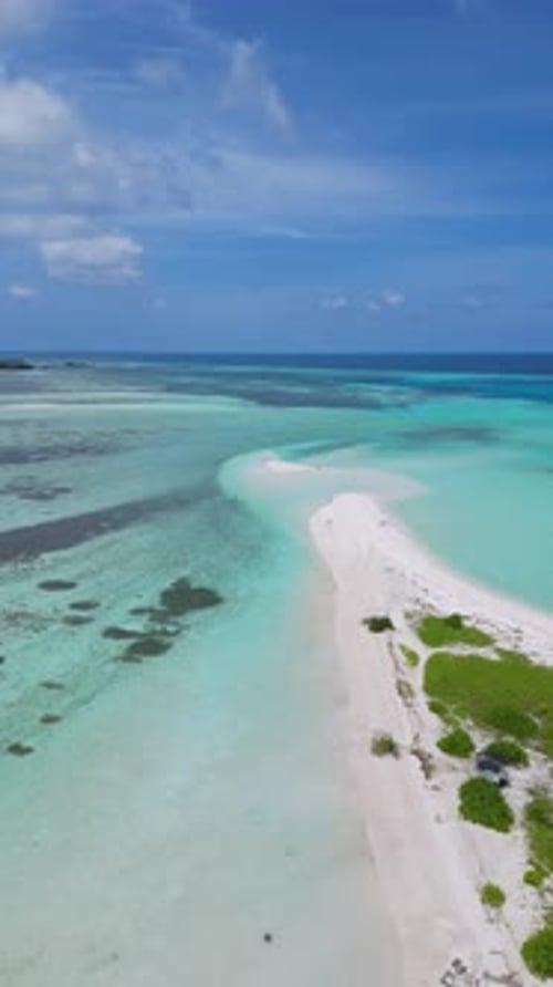 Aerial View of Tropical Beach and Turquoise Ocean