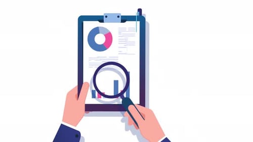 Hands Analyzing Business Report with Magnifying Glass