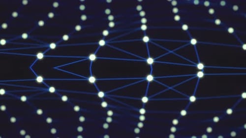 Futuristic Digital Network Background Loop with Glowing Dots