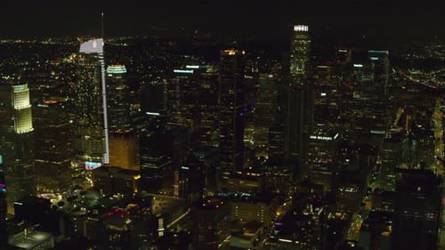 LA California USA Circa 2018: Aerial View of Downtown City on A