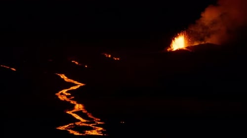 Epische Nachtaufnahme Vulkanausbruch Unglaublicher Dramatisch Ausbruch Vulkan Mauna Loa
