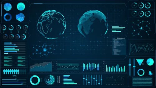HUD Infographic Financial Business Charts Data Numbers Information Reports Business Strategy