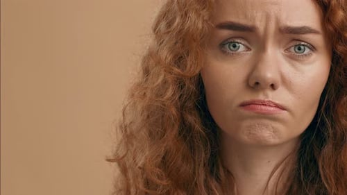 Sad Woman's Emotional Close Up Portrait