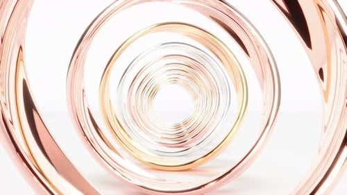 Tunnel Gold Rings on White Bg Able to Loop Endless