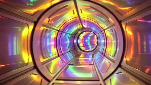 Un mouvement en boucle fluide grâce à un rayon néon irisé futuriste