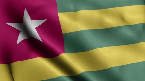 Togo National Flag Waving with Realistic Fabric Texture