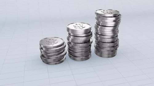 Financial Growth Chart Animation with Stacking Dollar Coins