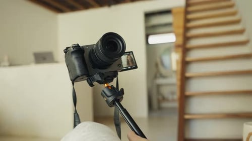 Woman Films Content for Social Media at Home