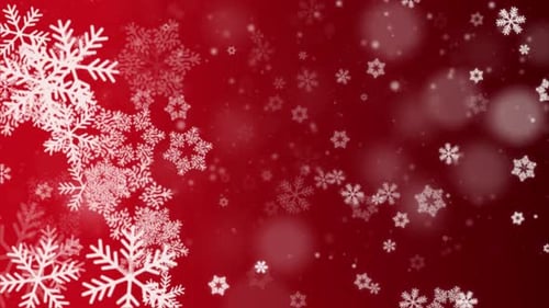 Red Falling Snowflakes Snow Stars Dust Particles Bokeh Lights