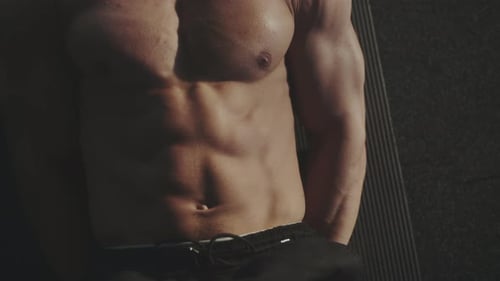 Muscular Man's Chest and Abdomen Close Up