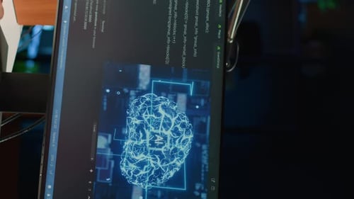 Close up of AI Brain on Computer Screen